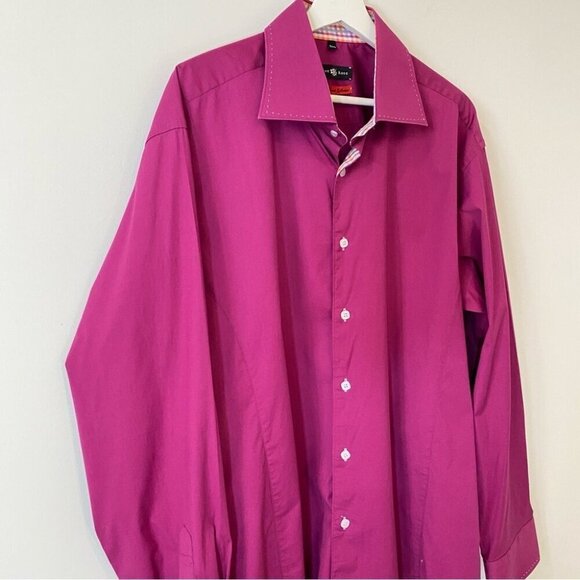 Stone Rose Burgundy Dress Shirt with Checkered Print Red Rivet Collection XXL - Picture 2 of 16